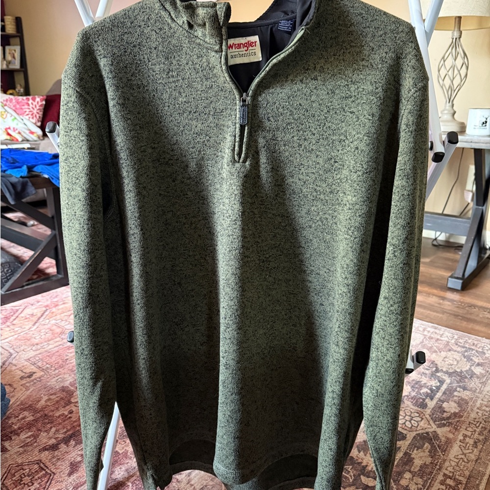 Wrangler Green Zip Up Sweater Textured Knit